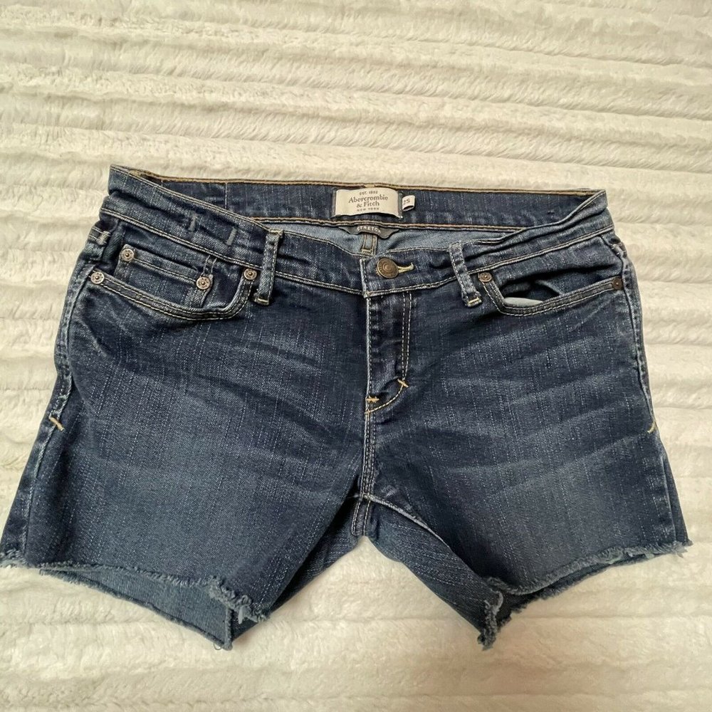 Abercrombie & Fitch Jean Shorts Cutoff‎ Low Rise Size 2 Dark Wash A&F